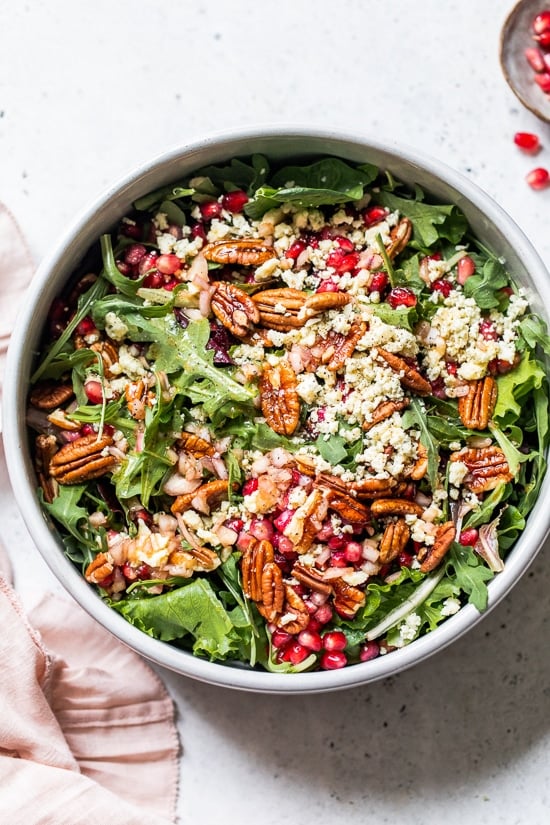 Mixed Baby Greens with Pomegranate, Gorgonzola, Pecans and our Superseed Mix